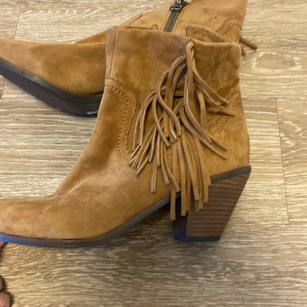 Sam Edelman Chestnut Louie Fringe Booties, Size 10, New